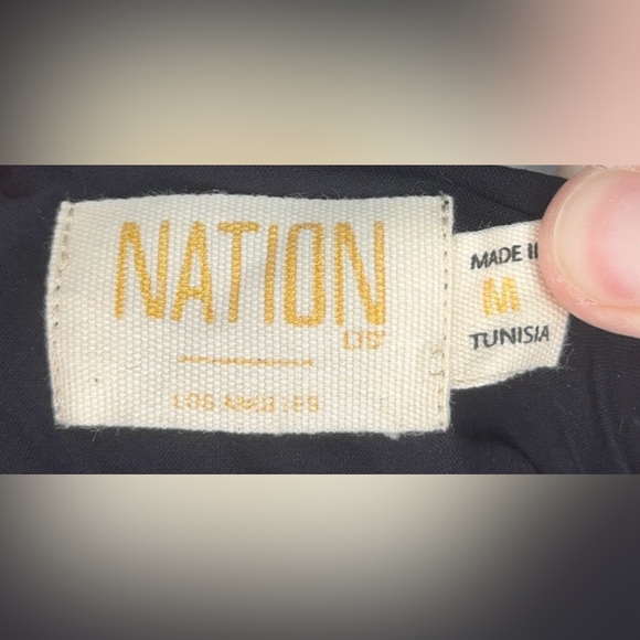 Nation LTD Black Rooshed Cotton/Linen Dress with side slit and pockets Size M - Picture 14 of 15